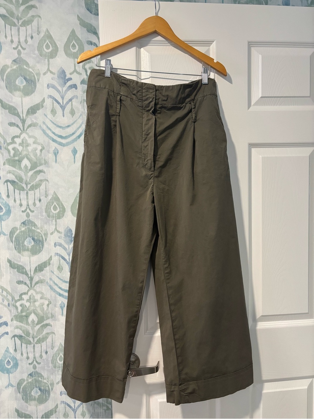 Brunello Cucinelli Olive Green Wide-Leg Chinos
